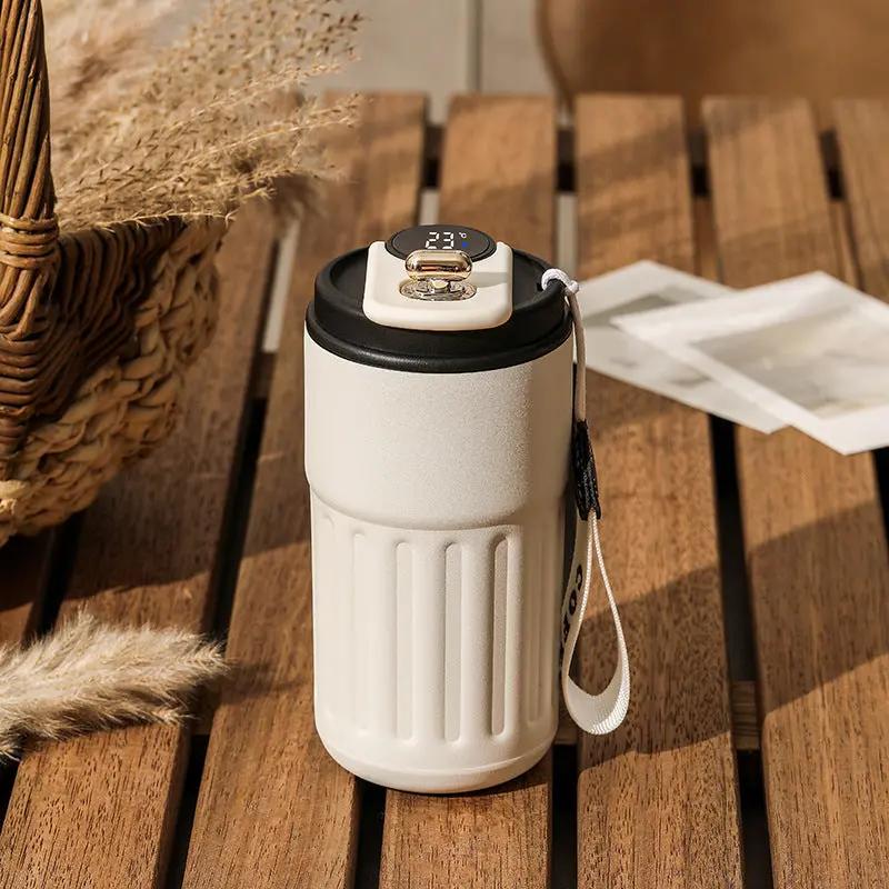 Smart Digital Thermal Bottle Portable Coffee Mug Stainless Steel Water Bottle In-Car Insulated Cup Keep Cold Vacuum Flasks 450ml - Luxmox