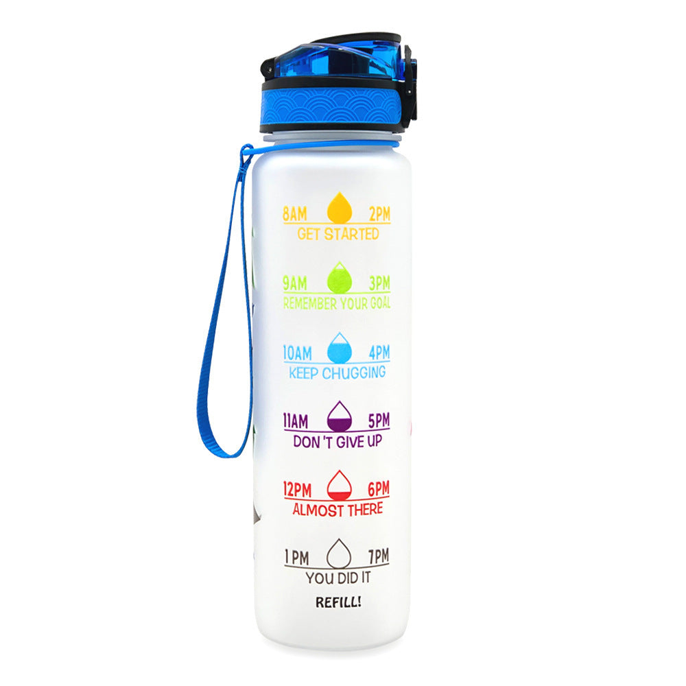 1L Tritan Water Bottle With Time Marker Bounce Cover Motivational Water Bottle Cycling Leakproof Cup For Sports Fitness Bottles - Luxmox