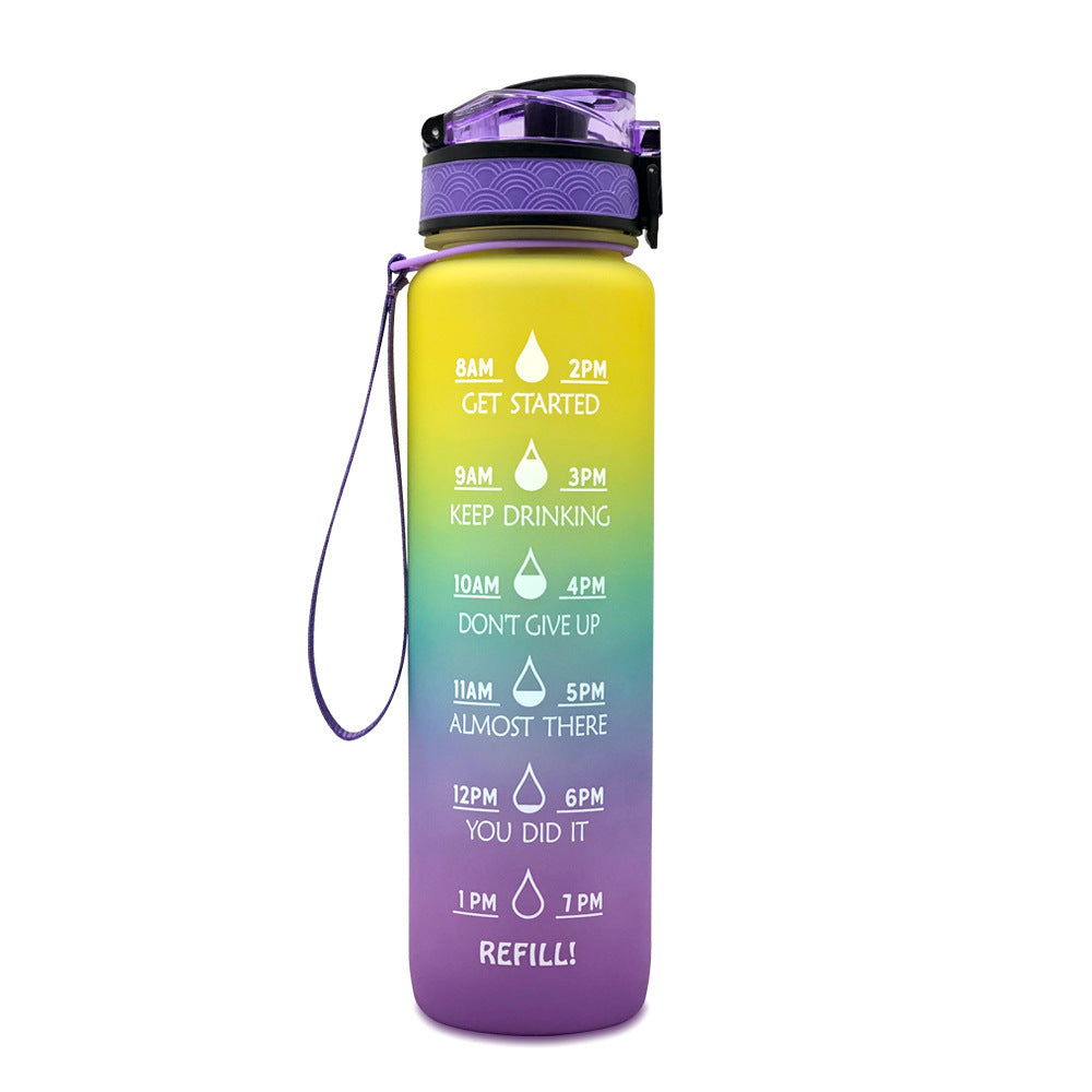 1L Tritan Water Bottle With Time Marker Bounce Cover Motivational Water Bottle Cycling Leakproof Cup For Sports Fitness Bottles - Luxmox