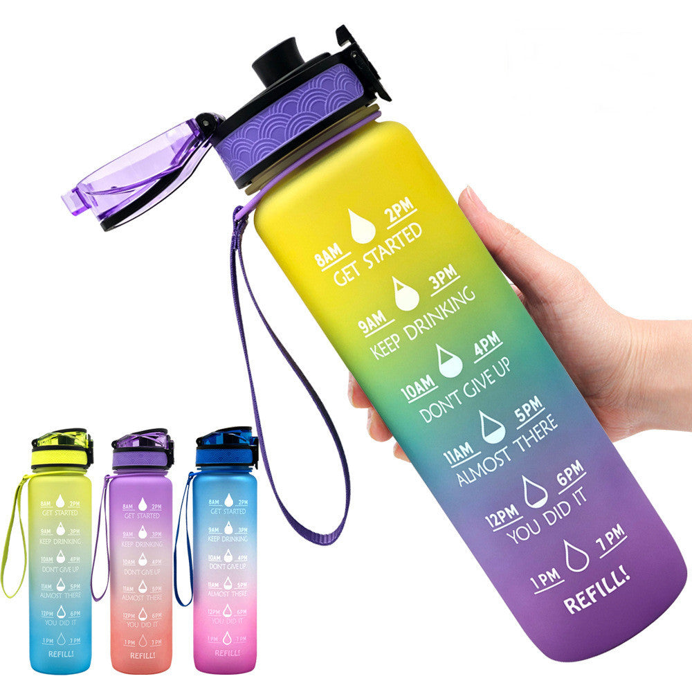 1L Tritan Water Bottle With Time Marker Bounce Cover Motivational Water Bottle Cycling Leakproof Cup For Sports Fitness Bottles - Luxmox