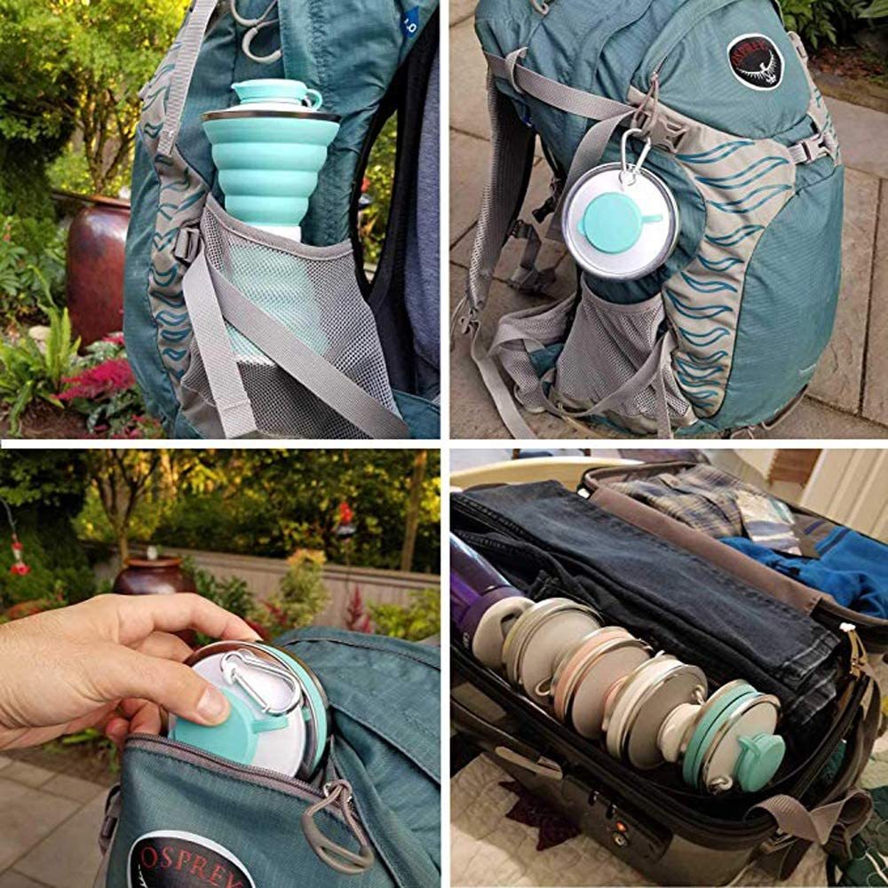 500ML Silicone Water Bottle Cup Foldable Leak Proof Portable Sports Travel Water Bottles For Outdoor Travel Gym Hiking Reuseable Kitchen Gadgets - Luxmox