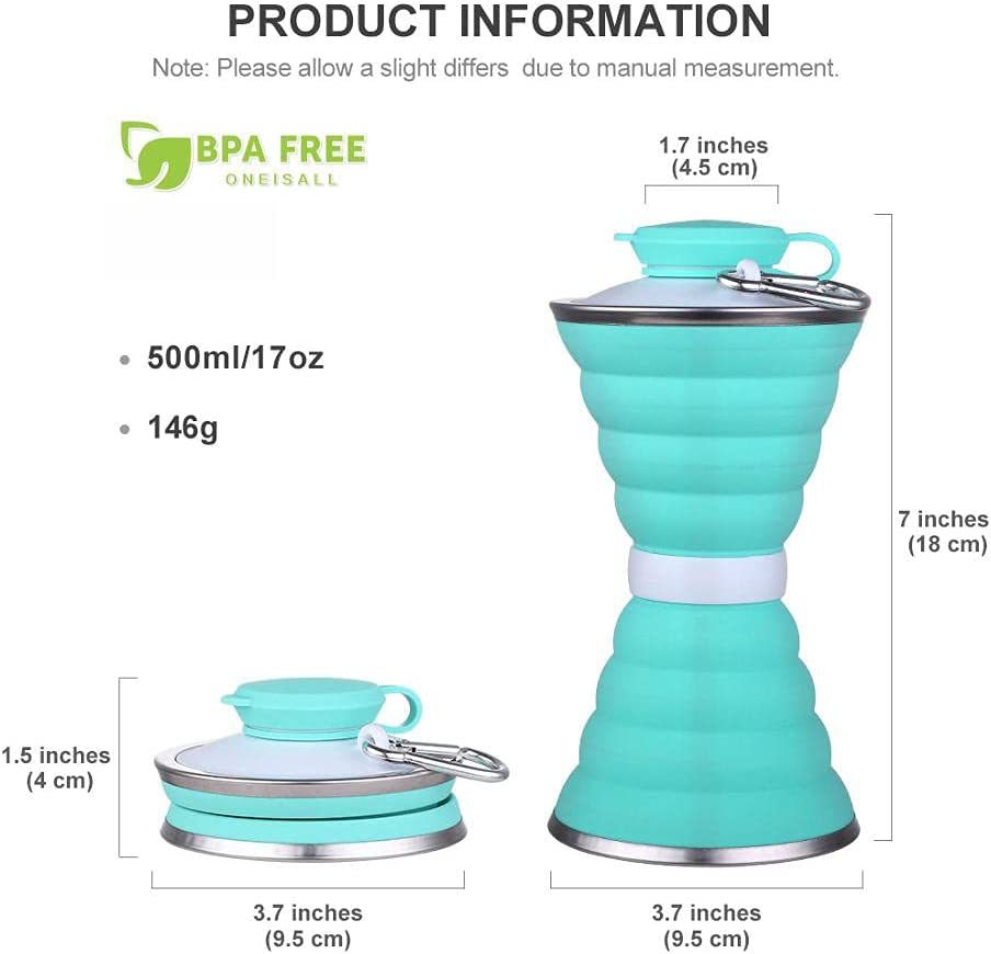 500ML Silicone Water Bottle Cup Foldable Leak Proof Portable Sports Travel Water Bottles For Outdoor Travel Gym Hiking Reuseable Kitchen Gadgets - Luxmox