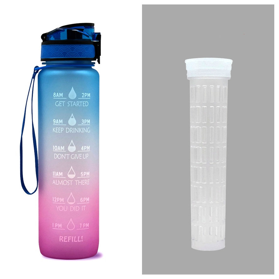 1L Tritan Water Bottle With Time Marker Bounce Cover Motivational Water Bottle Cycling Leakproof Cup For Sports Fitness Bottles - Luxmox