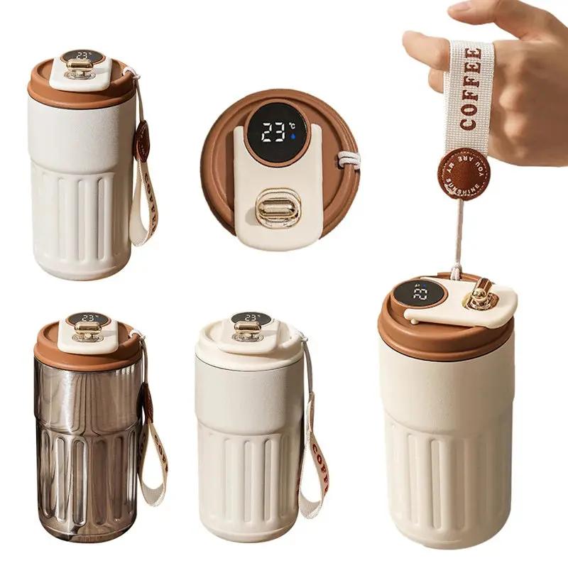 Smart Digital Thermal Bottle Portable Coffee Mug Stainless Steel Water Bottle In-Car Insulated Cup Keep Cold Vacuum Flasks 450ml - Luxmox