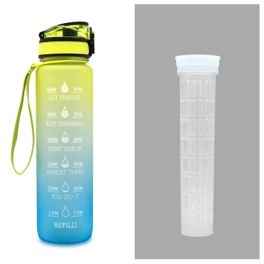 1L Tritan Water Bottle With Time Marker Bounce Cover Motivational Water Bottle Cycling Leakproof Cup For Sports Fitness Bottles - Luxmox