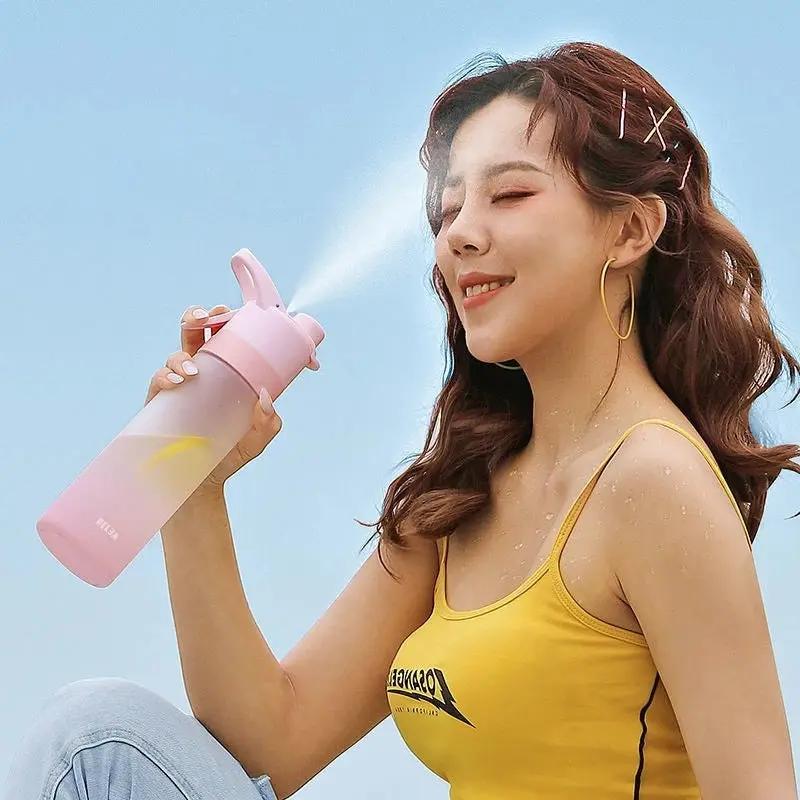 Spray Water Bottle For Girls Outdoor Sport Fitness Water Cup Large Capacity Spray Bottle Drinkware Travel Bottles Kitchen Gadgets - Luxmox