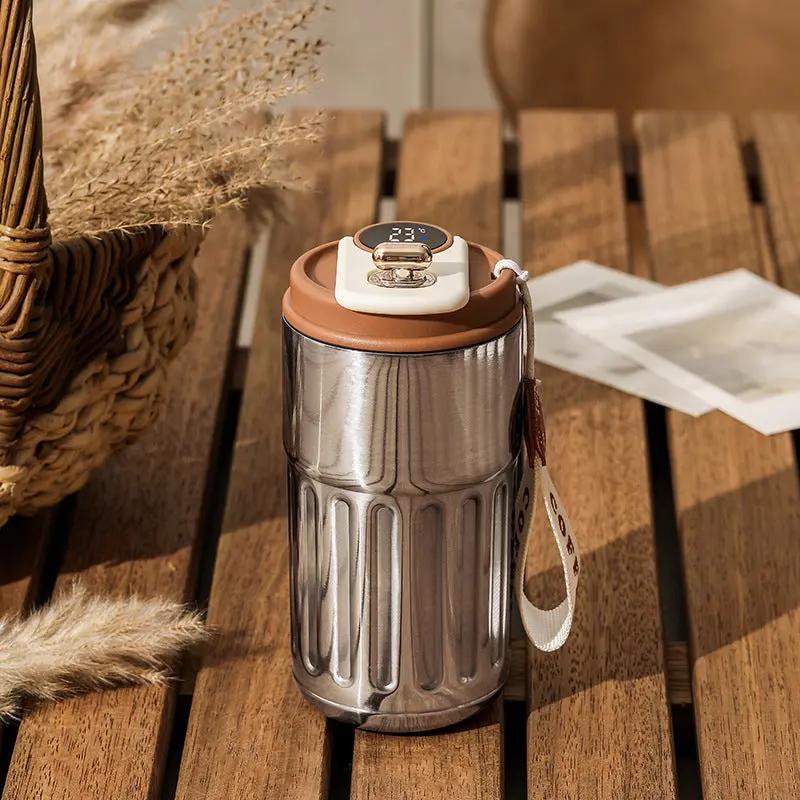 Smart Digital Thermal Bottle Portable Coffee Mug Stainless Steel Water Bottle In-Car Insulated Cup Keep Cold Vacuum Flasks 450ml - Luxmox