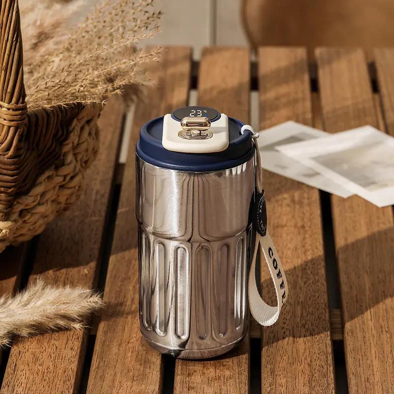 Smart Digital Thermal Bottle Portable Coffee Mug Stainless Steel Water Bottle In-Car Insulated Cup Keep Cold Vacuum Flasks 450ml - Luxmox