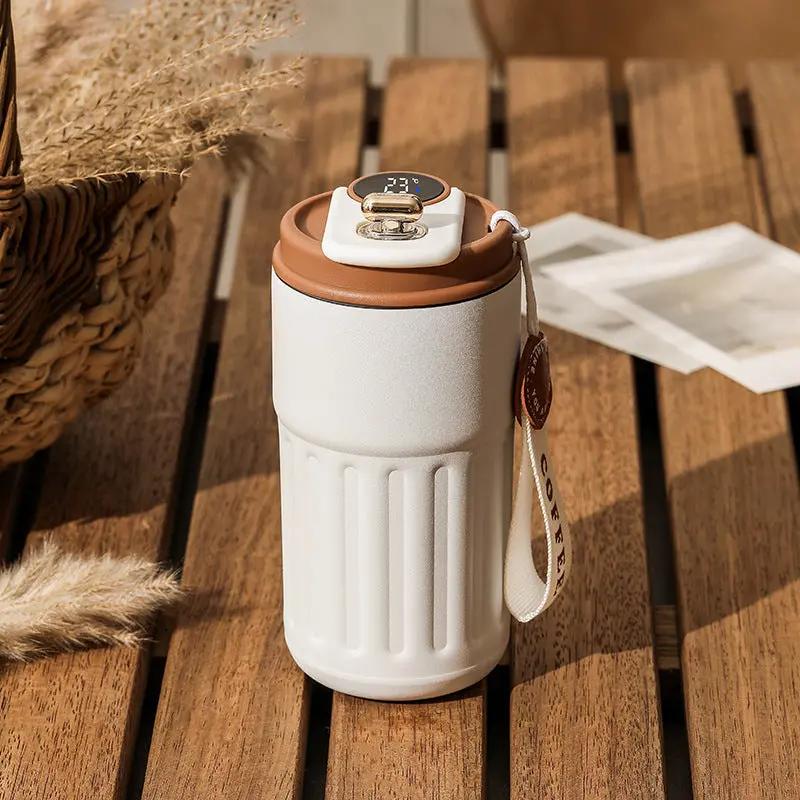 Smart Digital Thermal Bottle Portable Coffee Mug Stainless Steel Water Bottle In-Car Insulated Cup Keep Cold Vacuum Flasks 450ml - Luxmox